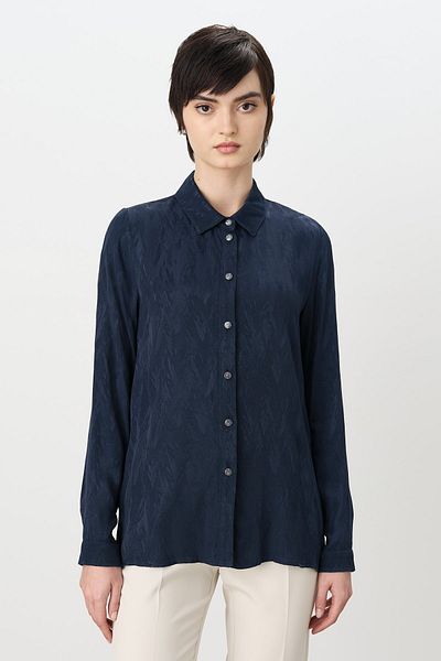 Nihan Jacquard Shirt Navy Blue