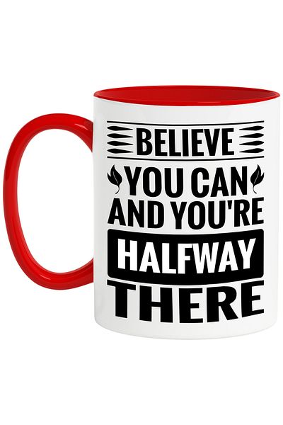 StoryGift Romania Mug with motivational message "You think you can and you're already halfway there" with, with, STG
