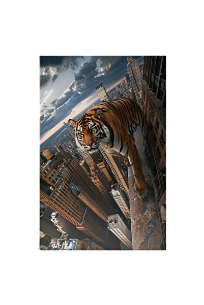 StoryGift Romania Tablou Canvas Margiea Unei Clădiri Susținând Un Tigru În Ec...