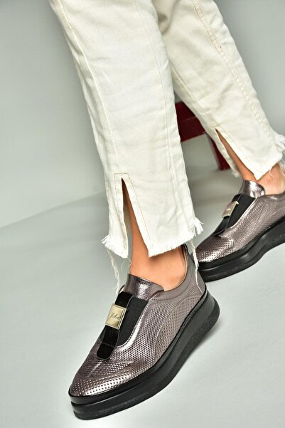 Fox Shoes U555130603 Платинові жіночі туфлі з натуральної шкіри