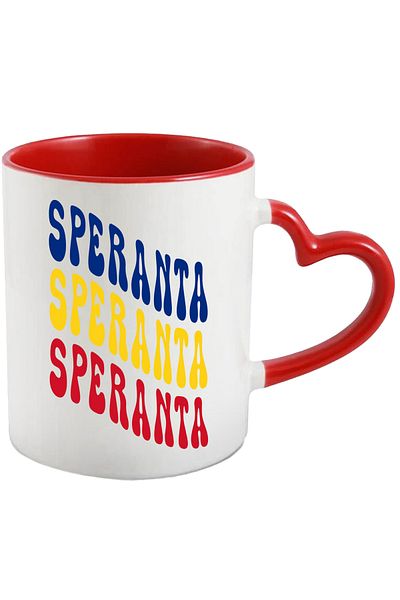 StoryGift Romania Mug The Word Hope, in the Colors of the Romanian Flag, Red, Yellow, Blue, , With ,STG