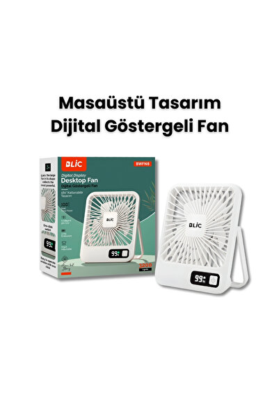 Yussraw Mini Taşınabilir Çok Fonksiyonlu Şarjlı Fan Sessiz Öğrenci Yatak Odası Ofis masaı Dijital göstegeli