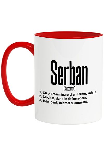 StoryGift Romania Mug With Name Serban, Determination, Modest, Intelligent, Funny, Personalized, C, With, STG