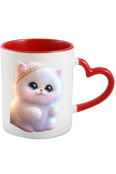 StoryGift Romania Mug With Big Eyes Cat and Crown, Fluffy, Soft, Animals, Ceramic, 330ml, , With ,STG