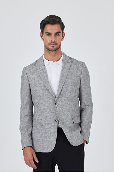 İmza Kazayağı Desen Bez Ayağı Mono Yaka Yarım Astar Keten Karışımlı 6 Drop Sl...