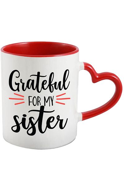 StoryGift Romania Mug for those who are grateful for the sisters they have with Handle I, With, STG