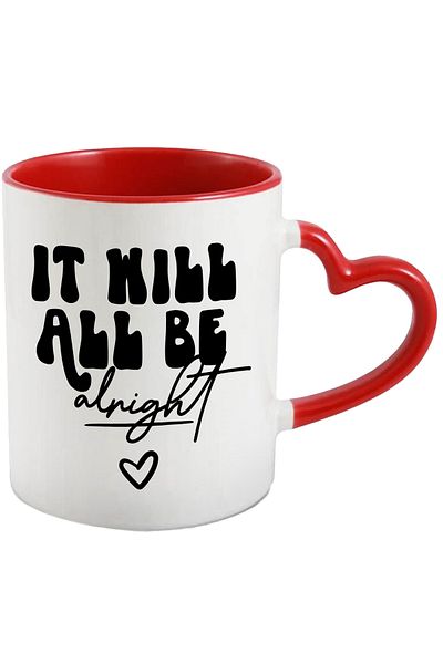 StoryGift Romania Mug with heart and the text "It will all be alright" - everything will be alright with , With ,STG