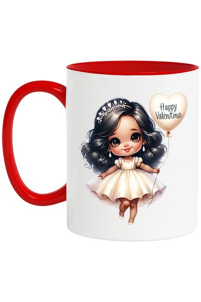 StoryGift Romania Mug with a little girl in a white dress | illustration | heart-shaped balloon | af, Cu,STG