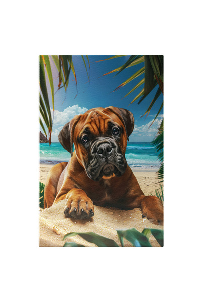 StoryGift Romania Tablou Canvas Câine Pe Mormanul De Nisip Valurile Oceanului...