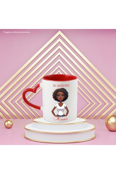 StoryGift Romania Mug Motivational Message Afro Girl I Won You Follow, 330ml, Ceramic with Hand, With ,STG