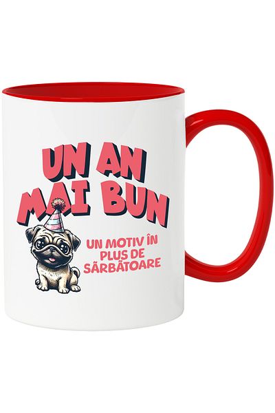 StoryGift Romania Mug Caine Pug, anniversary A better year, an extra reason to celebrate, 330ml,, With ,STG
