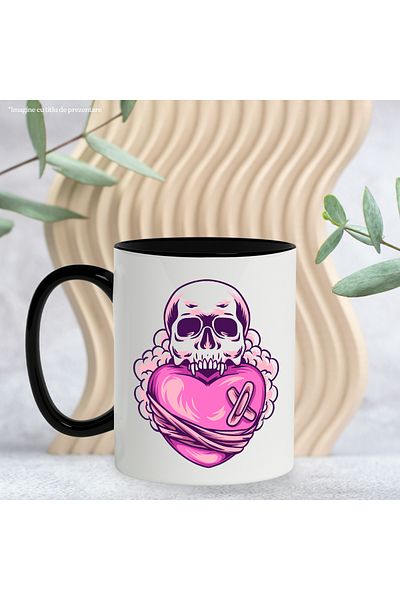StoryGift Romania Mug With Skull, Heart, Bandage, Clouds, Fangs, Vampire, Multicolor 330 ml, Ceramic, With,STG