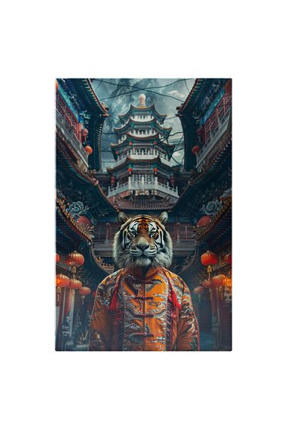 StoryGift Romania Canvas Painting 100 x 70CM Tiger Monk in the middle of sacred temples - Traditional Costume, STG