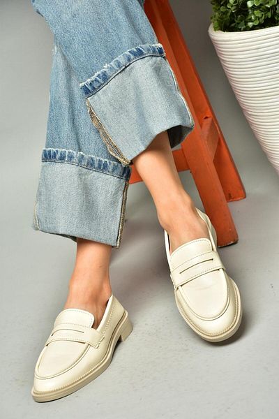 Fox Shoes S652913009 Beige Loafer Moccasin Women's Shoes