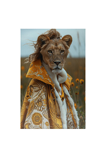 StoryGift Romania Tablou Canvas Regina Leoaică În Veșminte Regale Aurii Și Co...