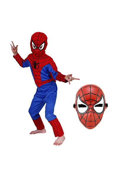 KidMania Set costum Spiderman si masca pentru baieti 100-110 cm 3-5 ani