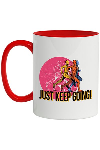 StoryGift Romania Mug With Message In English Just Keep Going, Athletics, Competition, Multicolor 330 m, With ,STG