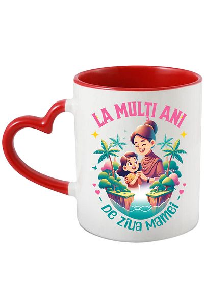 StoryGift Romania Happy Mother's Day Mug, Strong Woman Family, 330ml, Ceramic with Man, With, STG
