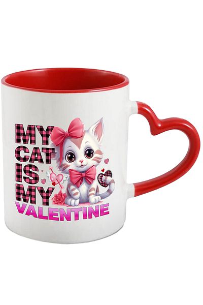 StoryGift Romania Mug with a kitten with the message "My cat is my Valentine", love, romance, roses, With ,STG
