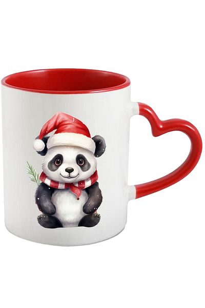 StoryGift Romania Mug with a cheerful Panda bear | Christmas hat | illustration | scarf | cold | take, With, STG