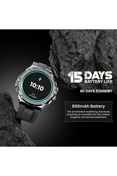 Promate ساعة ذكية xWatch-R19 للرجال - 1.53 بوصة - تدعم البلوتوث - مقاومة للماء - أسود