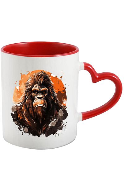 StoryGift Romania Gorilla Mug, Illustration, Animal, Sunset, Paint, Fur, Multicolor 330 ml, Wax, With ,STG