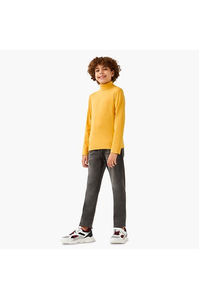 Juniors Solid Turtleneck T-Shirt With Long Sleeves