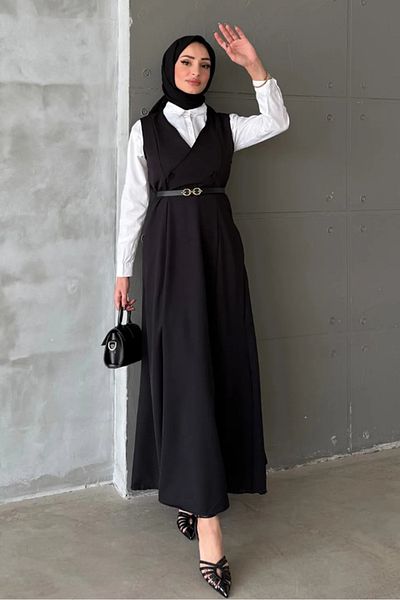 Bestenur Erves Buttoned Gilet 1399 - Μαύρο