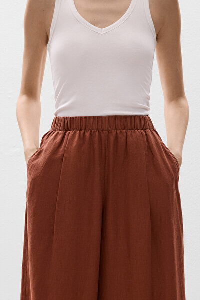 Oysho 100% Linen Wide Straight-leg Trousers