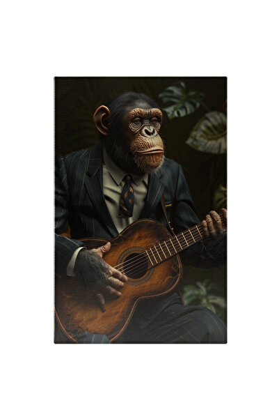 StoryGift Romania Tablou Canvas Cimpanzeu Cu Chitară Melodia Domnului În Cost...