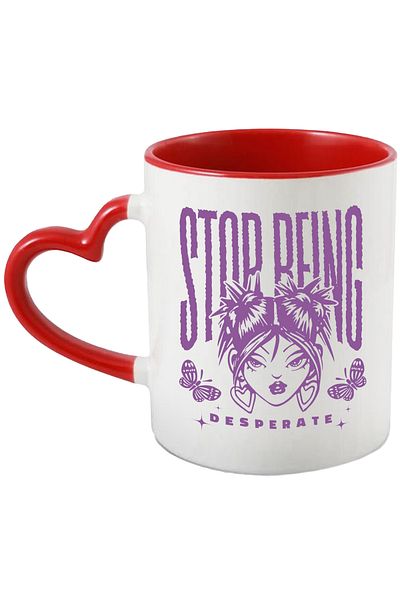 StoryGift Romania Mug With Message In English Stop Being Desperate, Butterflies, Girl, Multicolor 330 ml,, With ,STG
