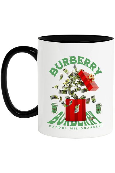 StoryGift Romania _Burberry_ Mug - Millionaire's Gift, 330ml, Ceramic with Black Handle, With Black Handle, STG