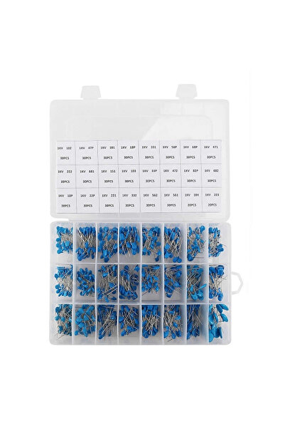 ROBİZ 700 Adet Kutulu Yüksek Voltaj Kapasitör Seti 1KV 24 Çeşit Seramik Yüksek Voltaj