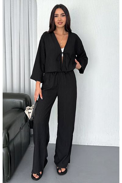 Noa Noa Front Tie Detailed Trousers Cardigan Set