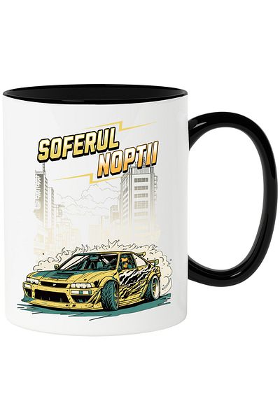 StoryGift Romania Mug night driver race car speed nightlife, 330ml, Ceramic with M, With, STG