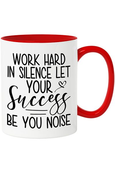 StoryGift Romania Mug with heart and motivational message "Work hard in silence and let the juice flow, With ,STG