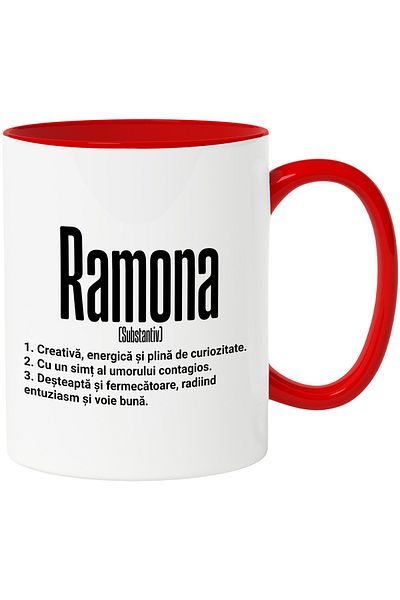 StoryGift Romania Mug With Name Ramona, and Motivational Message, Creative, Smart, Curious, Amu, With, STG