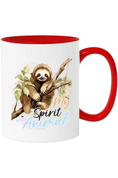 StoryGift Romania Sloth mug with the message "My spirit animal", admiration, standing in c, With, STG