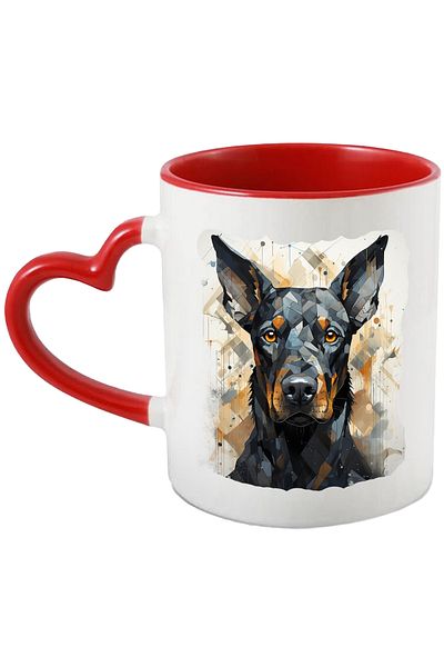 StoryGift Romania Mug With Purebred Dog, Doberman, Mosaic, Geometric, Multicolor 330 ml, Ceramic, With,STG