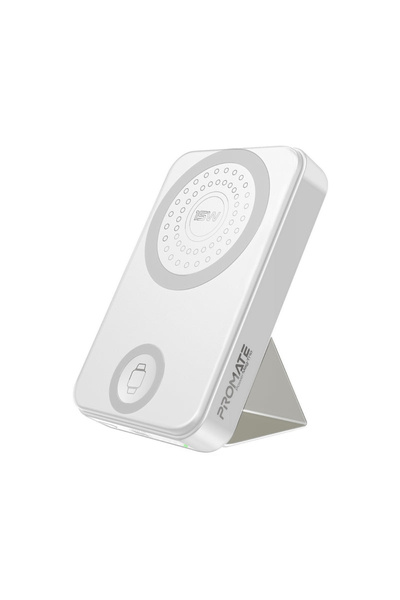 Promate PowerMag-Trio Power Bank with MagSafe Support and Wireless Apple Watch Charging - White