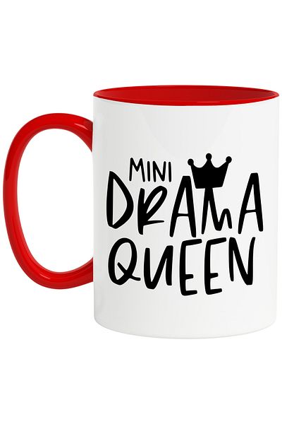 StoryGift Romania Mug with a royal crown and the text in English "Mini drama queen" - miniregina dr, Cu,STG