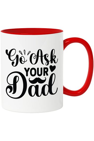 StoryGift Romania Mug with a heart and a message that urges you to go ask your father with M, Cu, STG