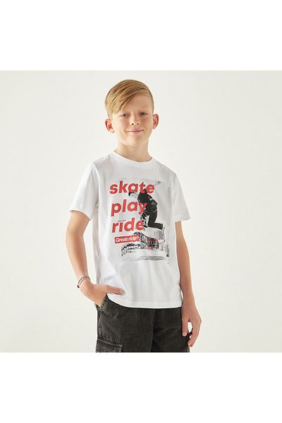 Juniors Graphic Print T-Shirt With Short Sleeves And Crew Neck