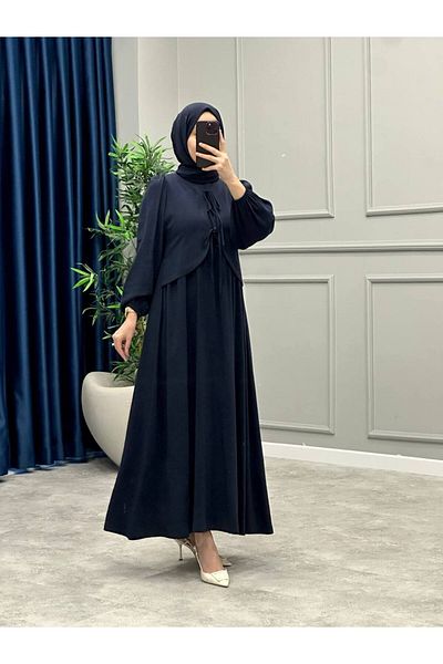 OlaLady Γυναικείο φόρεμα Hijab με λεπτό ύφασμα με κορδέλα μπροστά