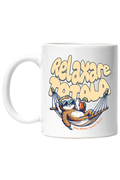 StoryGift Romania Cana Relaxare totalA lenes cu bautura in mana in hamac, 330ml, Ceramic cu Maner , Cu ,STG