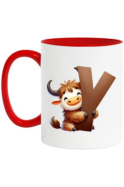 StoryGift Romania Mug with a yak with the letter "Y", illustration, for children, school, student, alphabet, , With ,STG
