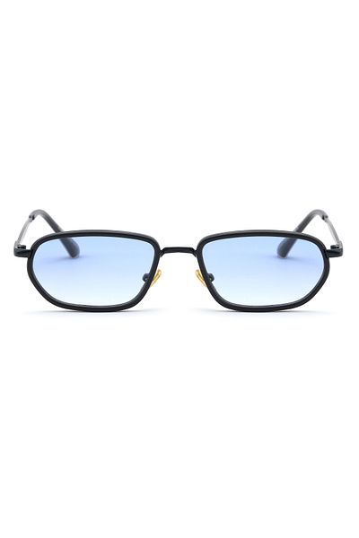 Angel Eyes Minimal Geometric Design Black Frame Blue Glass Sunglasses Women&Men Ce Certificated