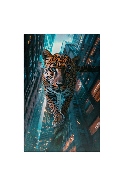 StoryGift Romania Tablou Canvas Zgârie Nori Luminând Orașul - Leopard Printre Zgârie Nori , Pictura Digitala