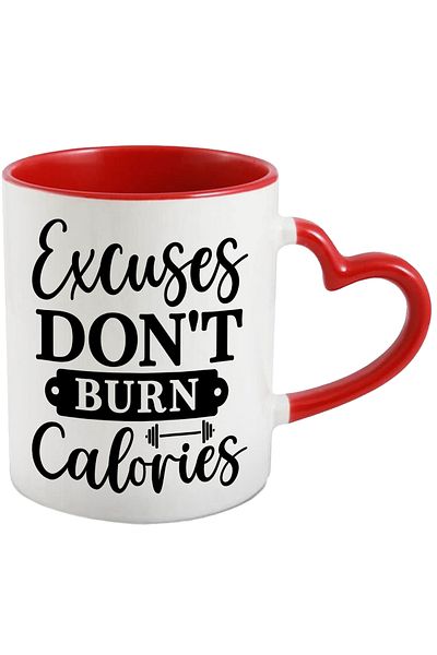 StoryGift Romania Mug with a message that urges you to exercise, because excuses don't burn calories, With ,STG
