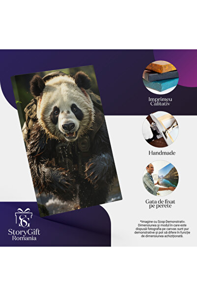 StoryGift Romania Canvas Painting 100 x 70CM Realistic Fairy Tale World The Endless Run of the Panda Bear M,STG